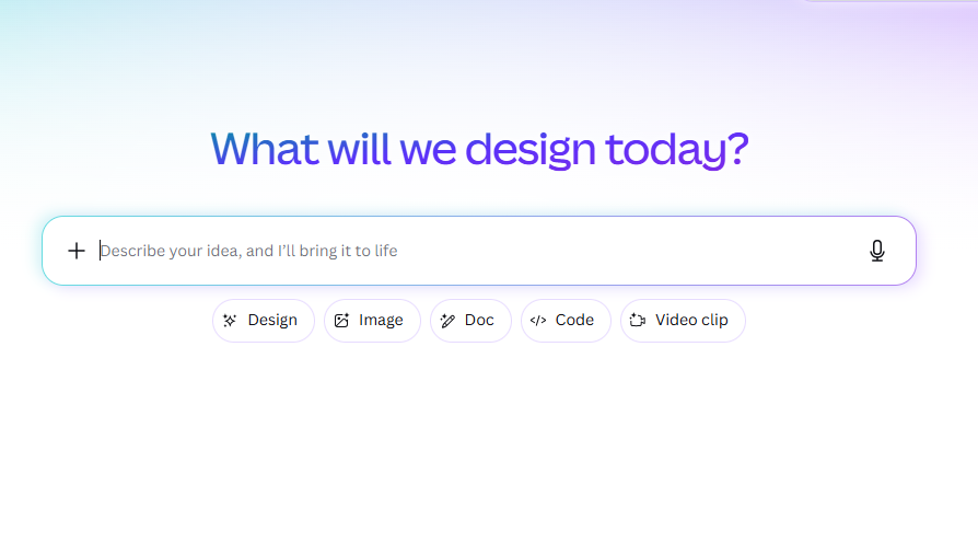 Interface of canva