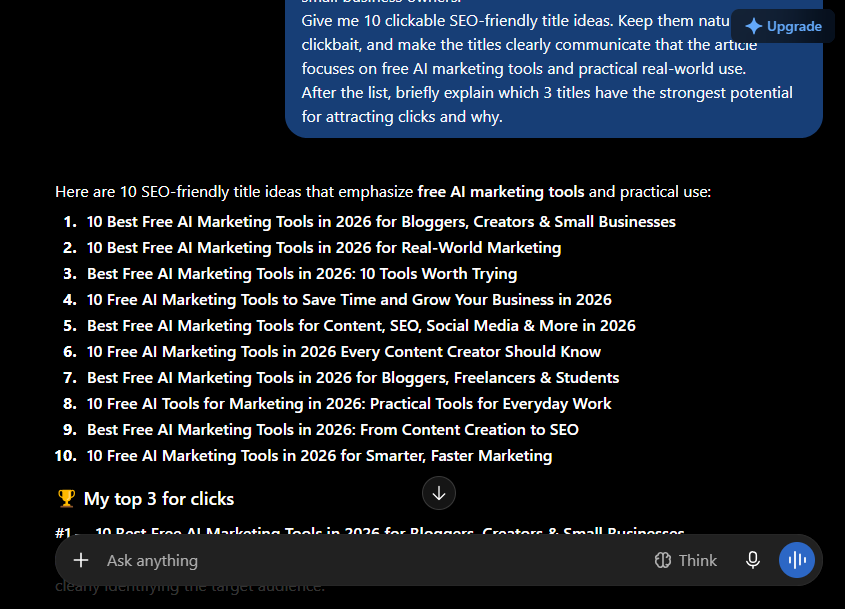 chatgpt generating titles