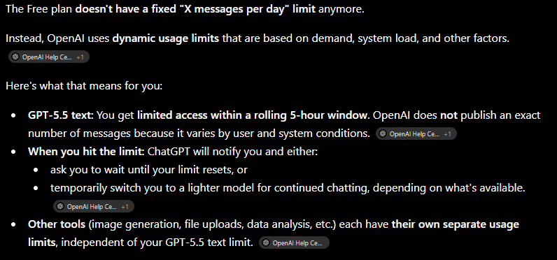 chatgpt explaining its limits