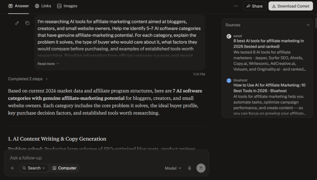 perplexity for affiliate marketing