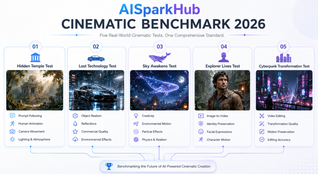 infographics of AISparkHub Cinematic Benchmark 2026