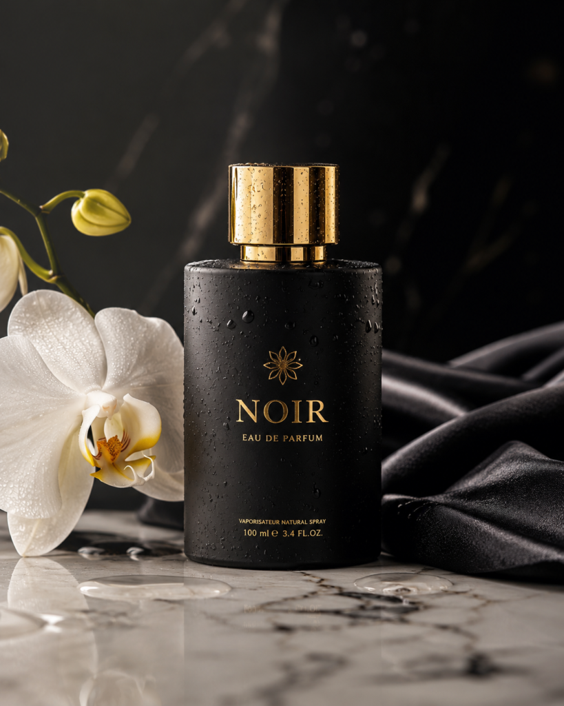 a perfume bottle picture advertisement created by chatgpt