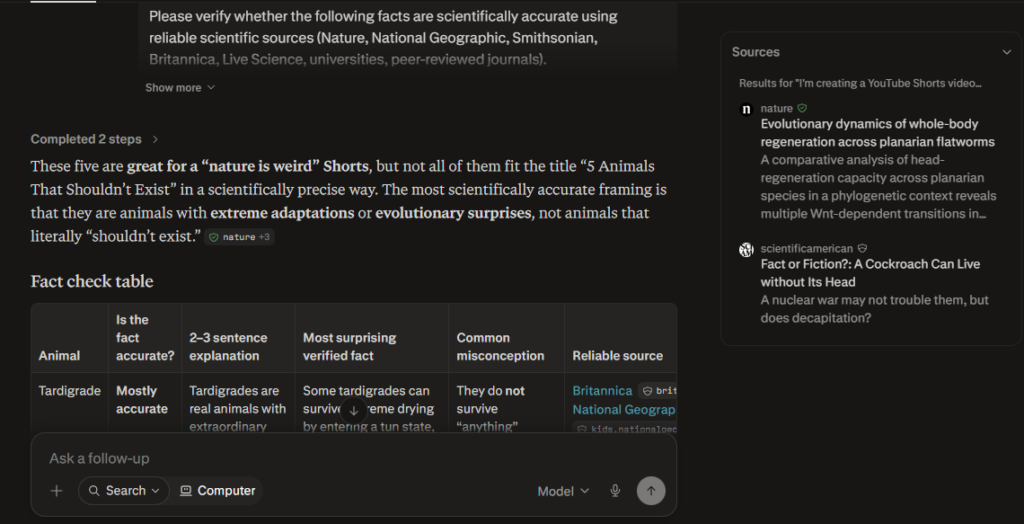 perplexity for fact checking