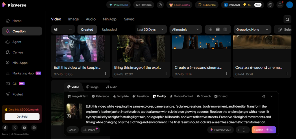 interface of pixverse