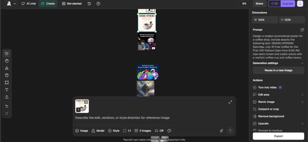 interface of recraft