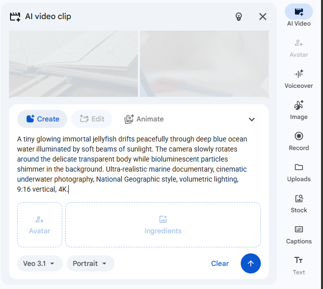 google vids's video generation feature