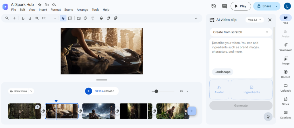interface of google vids