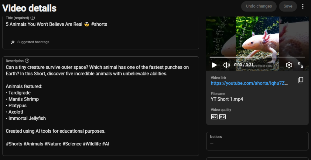 yt studio's interface