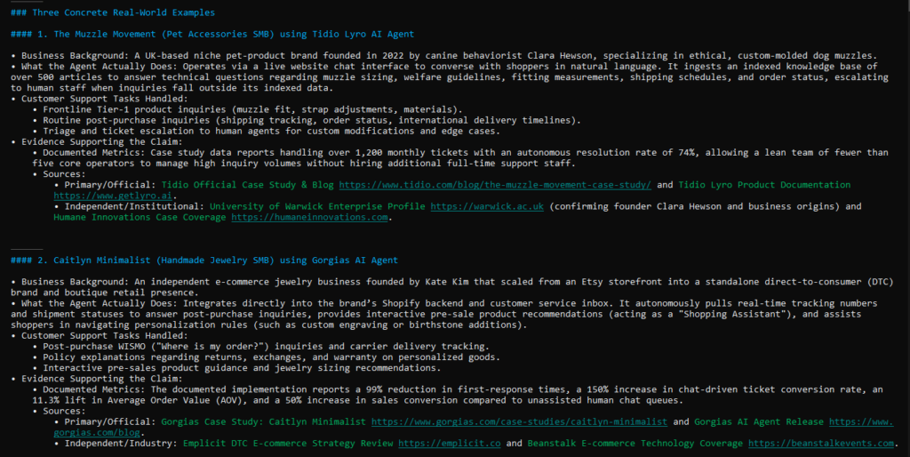 AI agent verifying information about Muzzle Movement and its use of an AI customer-support agent.