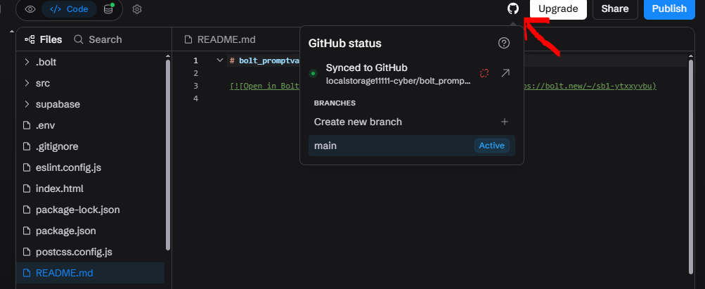 github sync in bolt
