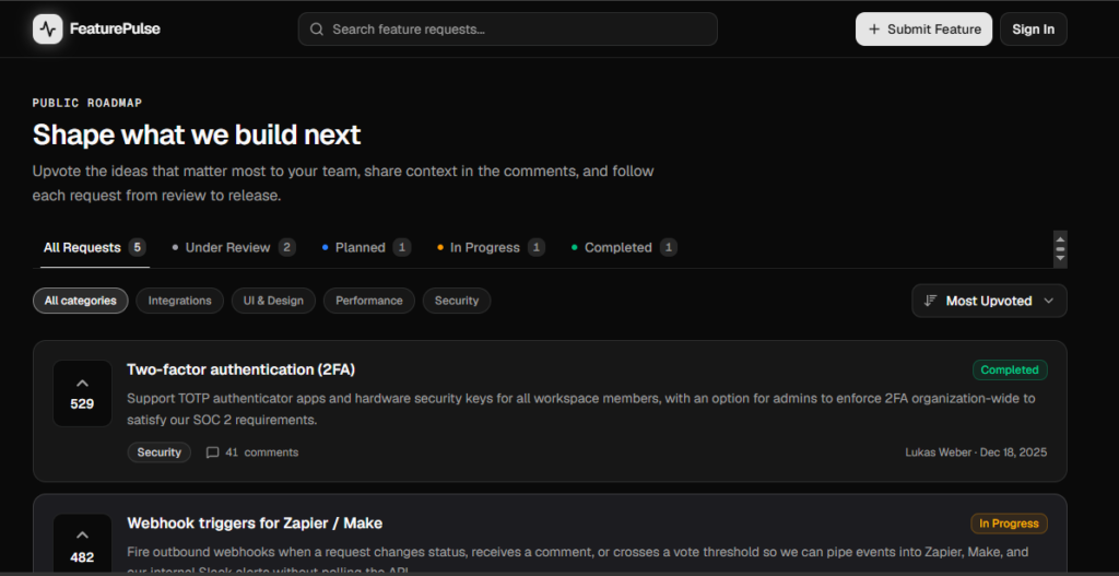 v0 by Vercel Prompt 1 FeaturePulse UI